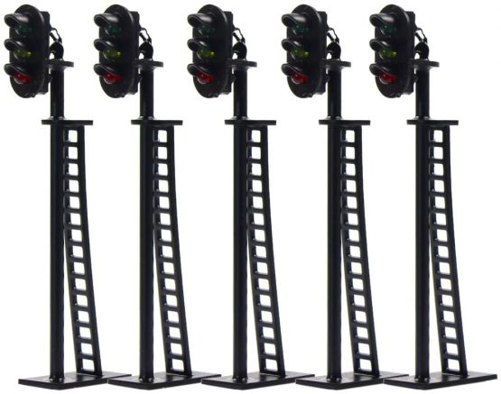 JTD04 5pcs Model Railway 3-Light Block Signals G/Y/R HO Scale 6.8cm 12V Led New