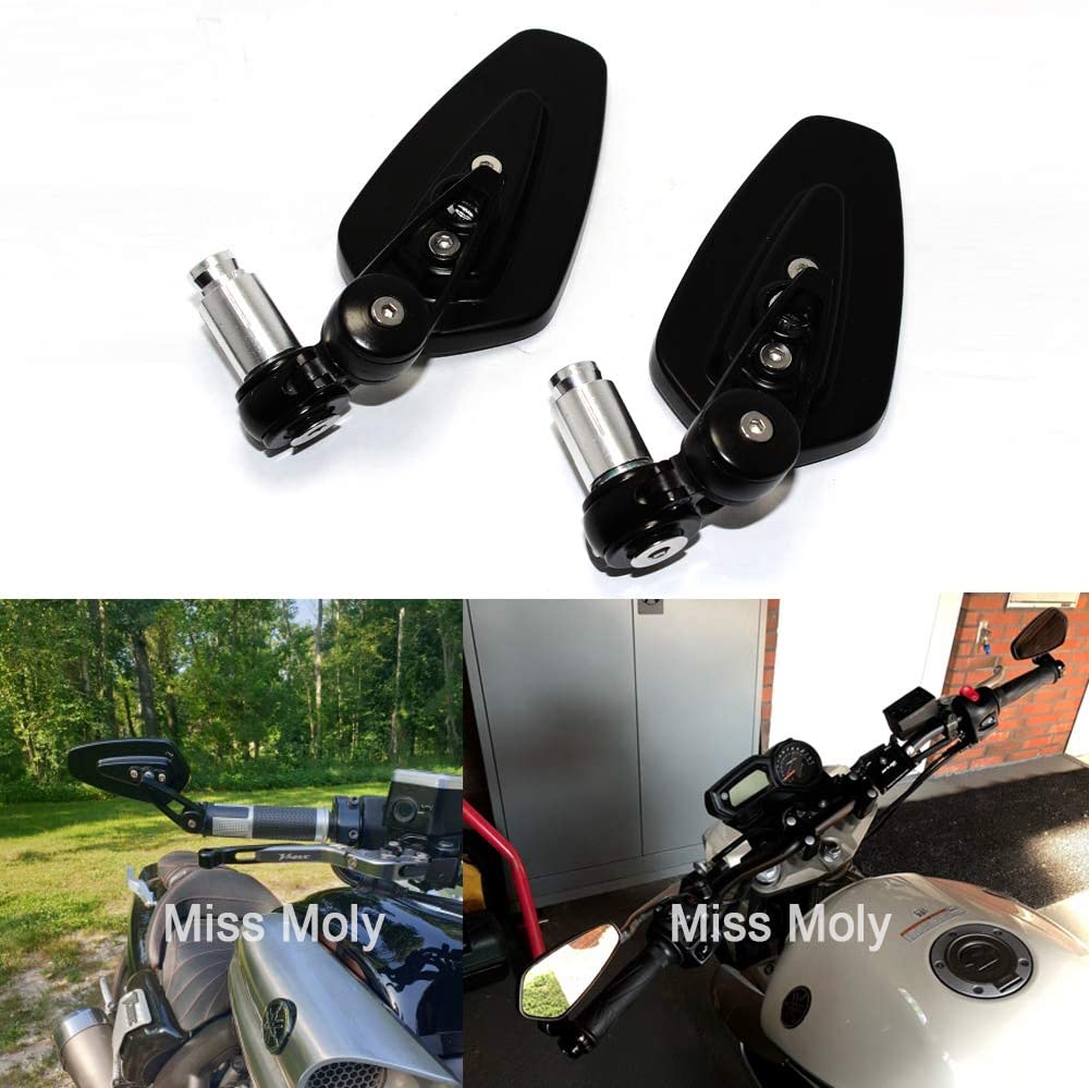 Motorcycle Bar End Side Mirrors 7/8" 22mm Aluminum Alloy Handlebar Rearview Mirrors for Scooter Cruiser Sport Bike(Black) - Image 4