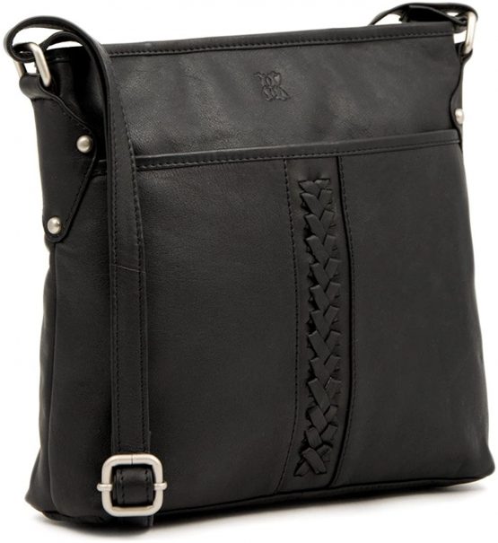Leather Plait Detail Leather Shoulder Bag - Image 2
