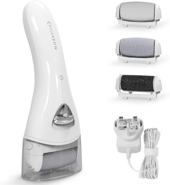 Hard Skin Remover, MYCARBON Electric Foot File Rechargeable Callus Remover Pedicure Tools with 2 Speeds&3 Rollers for Foot Care