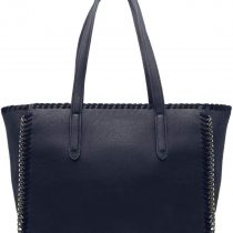 CRAZYCHIC - Women's Large Tote Shopper Bag - Ladies Chains Shoulder Bag - Long Handles Top-Handle Handbag - PU Faux Leather A4 Large Capacity - Fashion School Work Designer Shopping Bag - Dark Blue