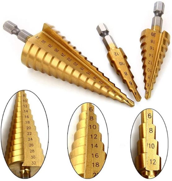 Malayas 3Pcs HSS Step Cone Drill Titanium Coated Hole Cutter Bit Set 4-12 20 32mm Tools Accessories - Image 3