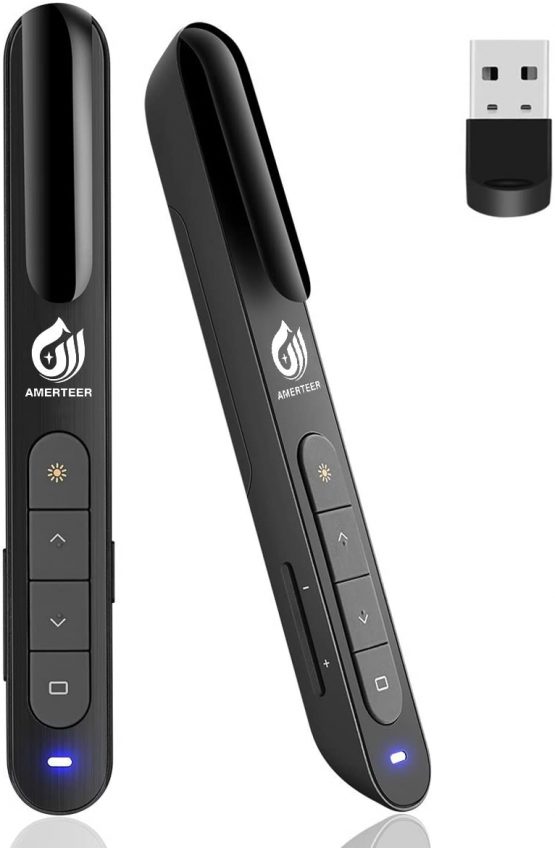 AMERTEER Wireless Presenter Flip Pen, 2.4GHz Powerpoint Presentation Remote Control Laser Pointer Office PowerPoint PPT Remote Control Clicker Presenter, Support Hyperlink