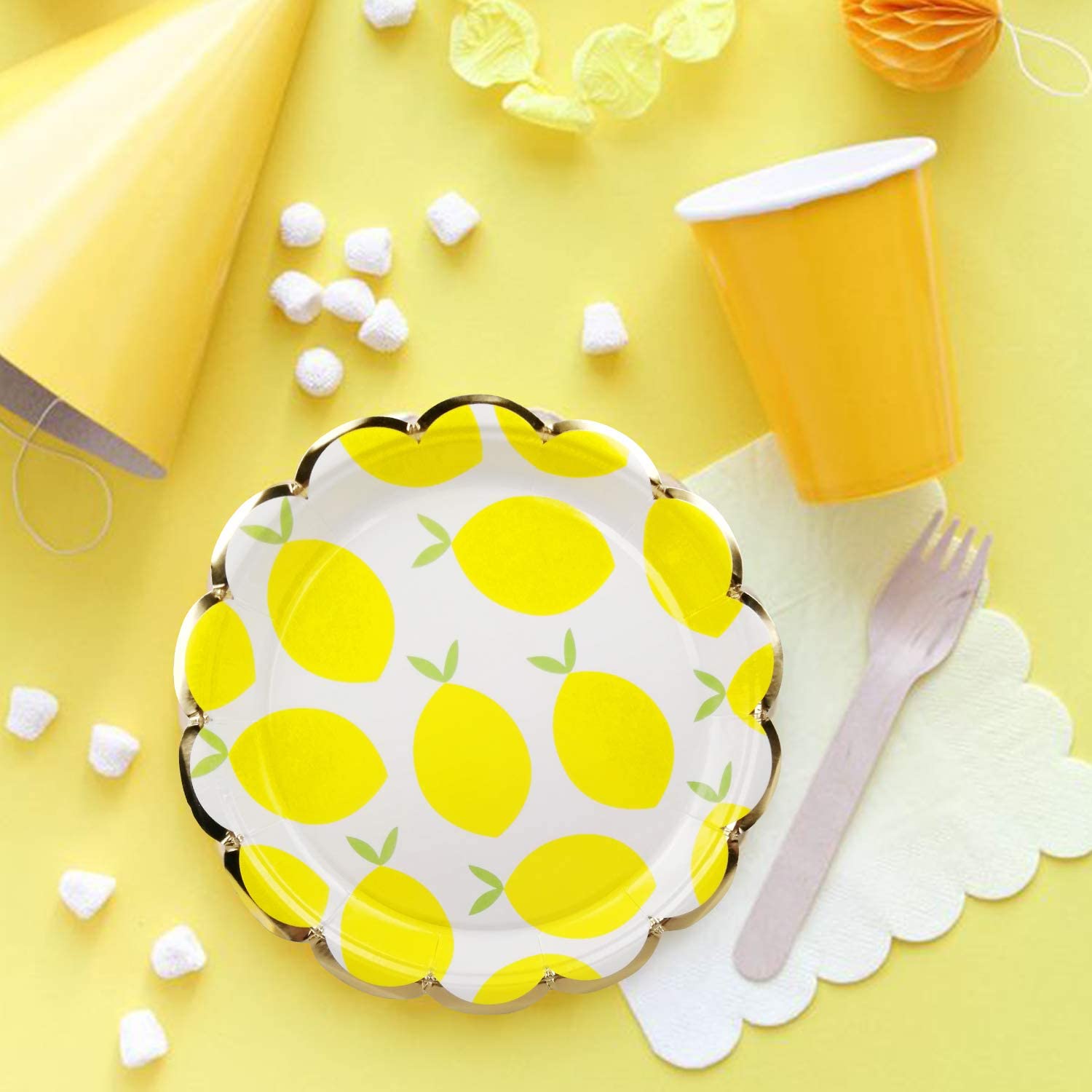 Disposable Lemon Paper Plates, 18cm 60 Packs Dinnerware Plates for ...