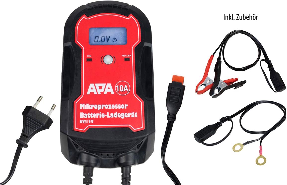 PA APA 16622 Microprocessor Car Battery Charger 6/12V 10A, black/red - Image 2