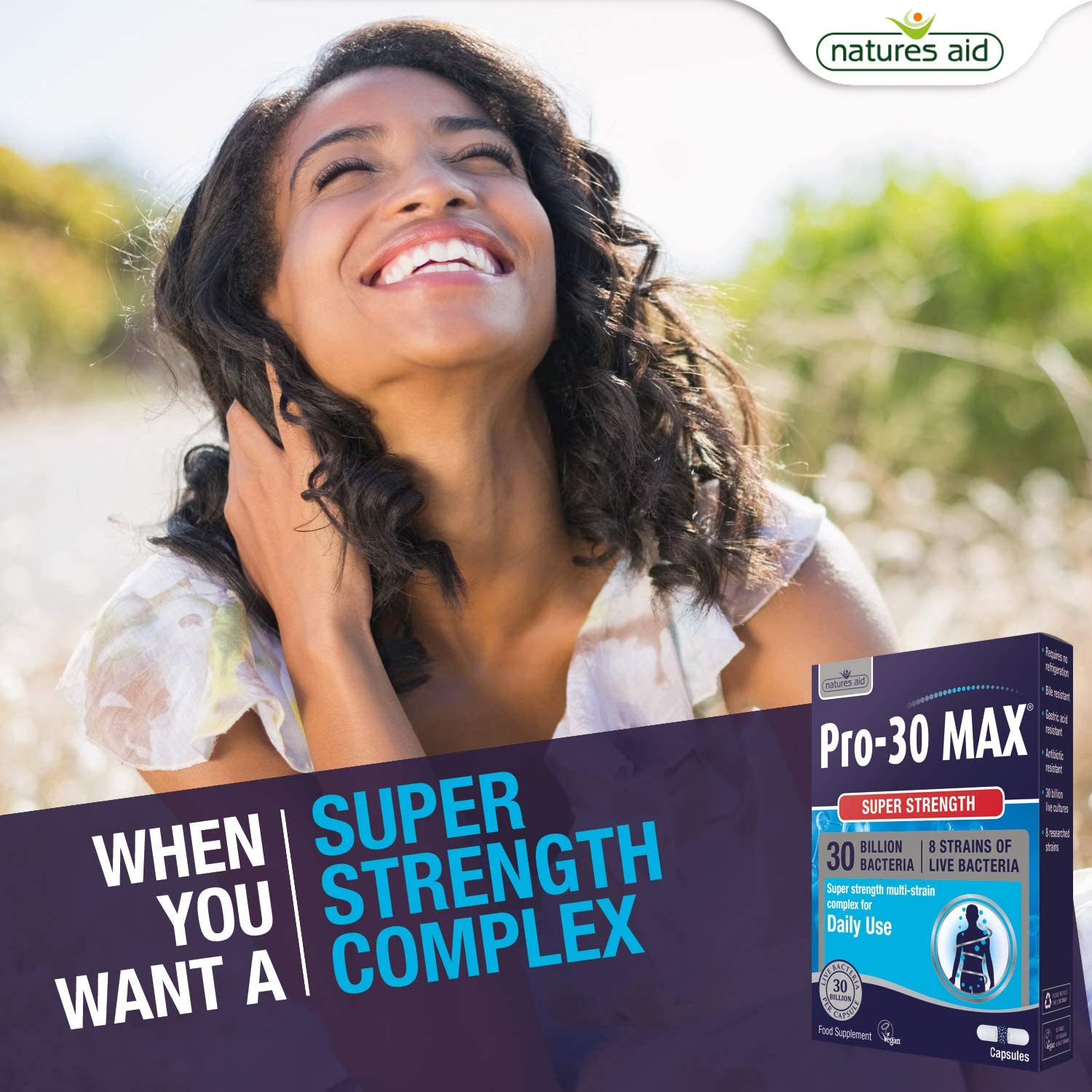 Natures Aid Bio360 Pro-30 Max, 30 Billion CFU Probiotic, Supports Gut Health, Immunity & Digestion, Vegan, Gluten-Free - Image 2