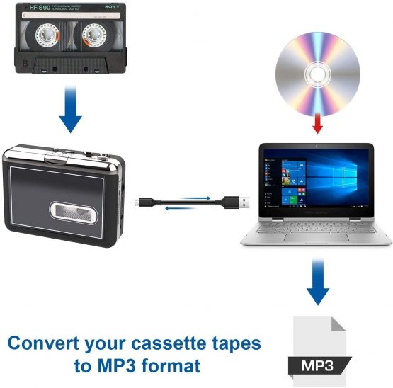 Rybozen Cassette Player, Portable Walkman & Convert Cassette Tapes to MP3 Converter, New Software (AudioLAVA) - Image 2