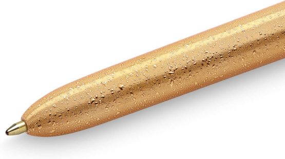BIC 4 Colours Ball Pens Medium Point (1.0 mm) - Assorted Barrel Colours (Gold Frozen Textured and Silver), Pack of 3, 992580 - Image 3