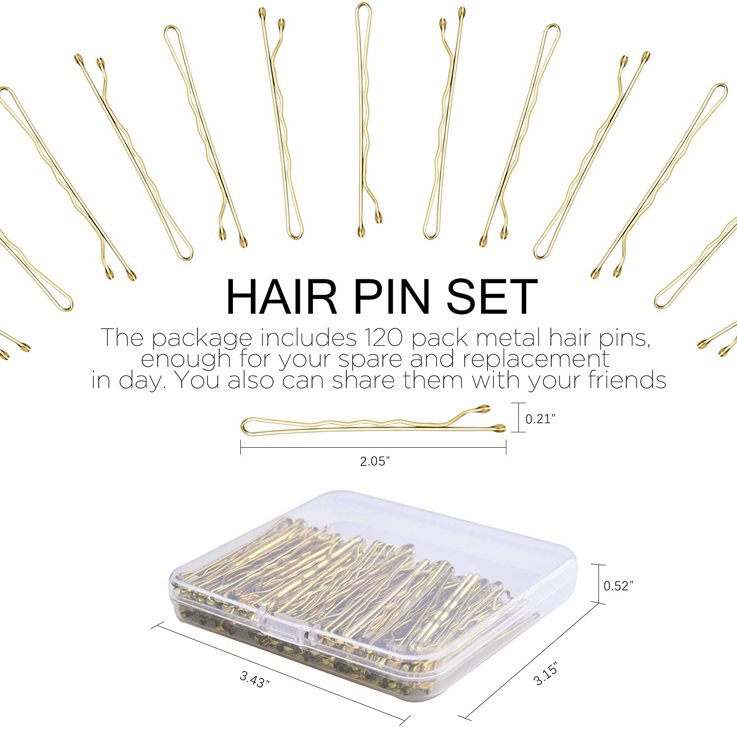 Blonde Bobby Pins, MORGLES 120 Pcs Hair Pins Hair Grips Blonde for Women with Box(5 cm/2Inches), 120 count (Pack of 1) - Image 2