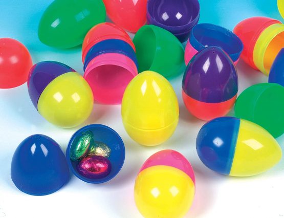Baker Ross L1047 Coloured Plastic Eggs for Kids to Fill with Easter Treats Spring & Easter Party Bag Fillers & Prizes (Pack of 12), Assorted
