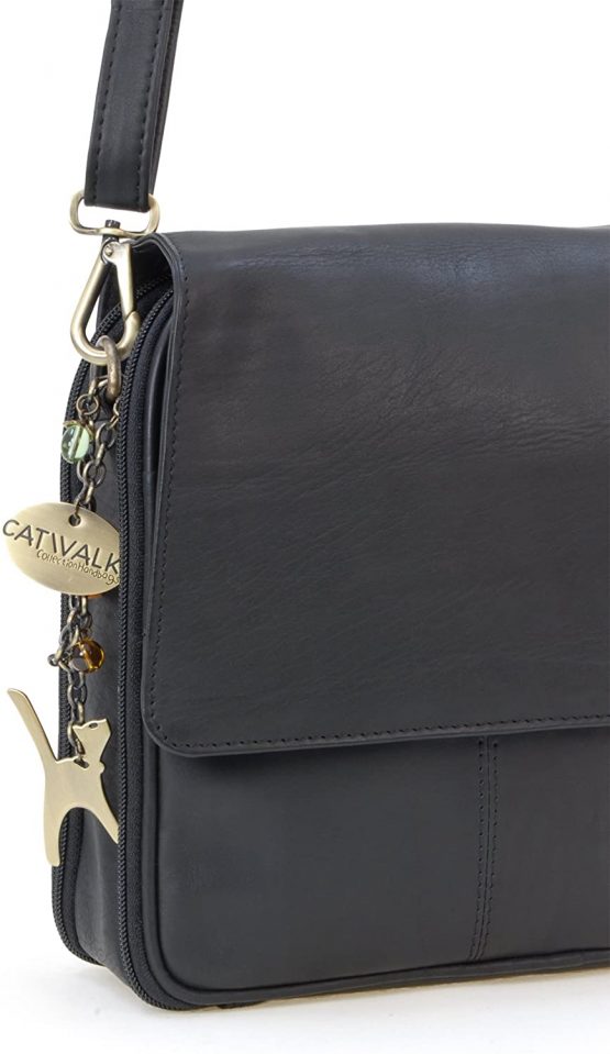 Catwalk Collection Handbags - Women's Leather Cross Body Shoulder Bag - Organiser Messenger with Long Adjustable Strap - METRO - Image 3