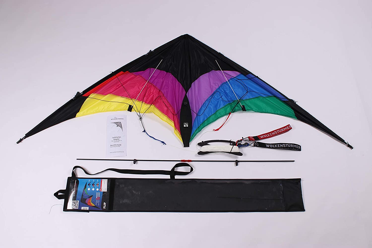 Wolkenstürmer Stunt Kite Flip Rainbow - 2-Line Sports Stunt Kite - Beginner & Advanced User (140 cm), No Size - Image 4