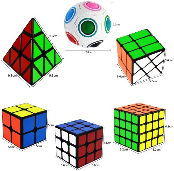 Coolzon Magic Cube Set, 6 Pack Speed Magic Cubes Pyraminx + 2x2 + 3x3 + 4x4 + Magic Rainbow Ball + Fenghuolun Magic Puzzle Cube Toys for Boys Girls Kids Adults - Image 3