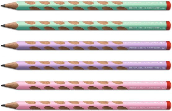 Handwriting Pencil - STABILO EASYgraph Pastel Right Handed HB Box of 6 Assorted, Multicolor, 6 Count (Pack of 1), D322/HB-6-1