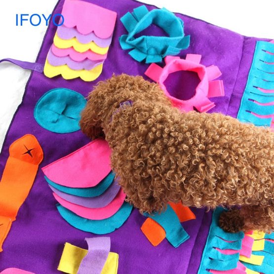 IFOYO Dog Feeding Mat, Dog Snuffle Mat Large Dog Training Pad Pet Nose Work Blanket Non Slip Pet Activity Mat for Foraging Skill, Stress Release, (XL, Approximate 35.4x35.4in / 90x90cm) - Image 4