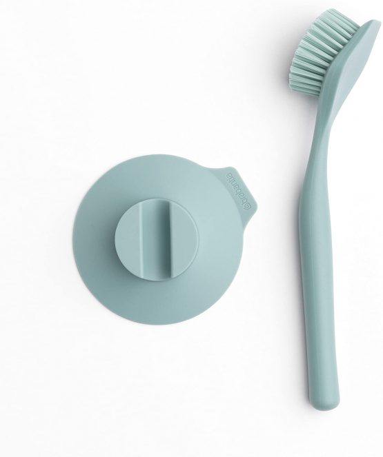 Brabantia 117602 Dish Brush with Suction Cup Holder, Mint, 11 x 23.5 x 6 cm