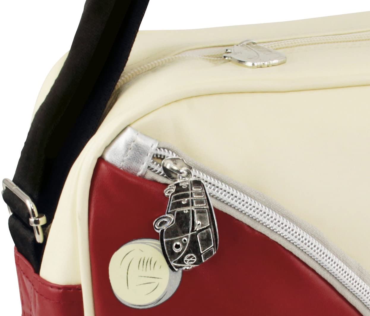 BRISA VW Collection - Volkswagen Shoulder Travel Messenger Bag with VW T1 Bus Campervan Motif (Bus Front/Red) - Image 3