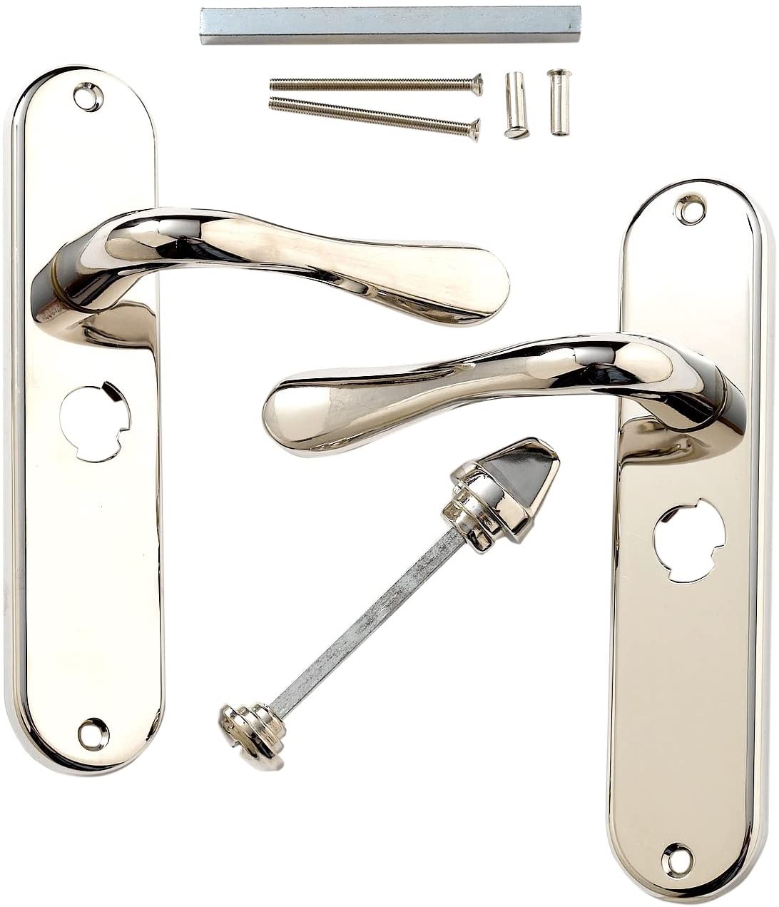 Merriway BH01294 Richmond Door Handle-Polished Nickel Privacy