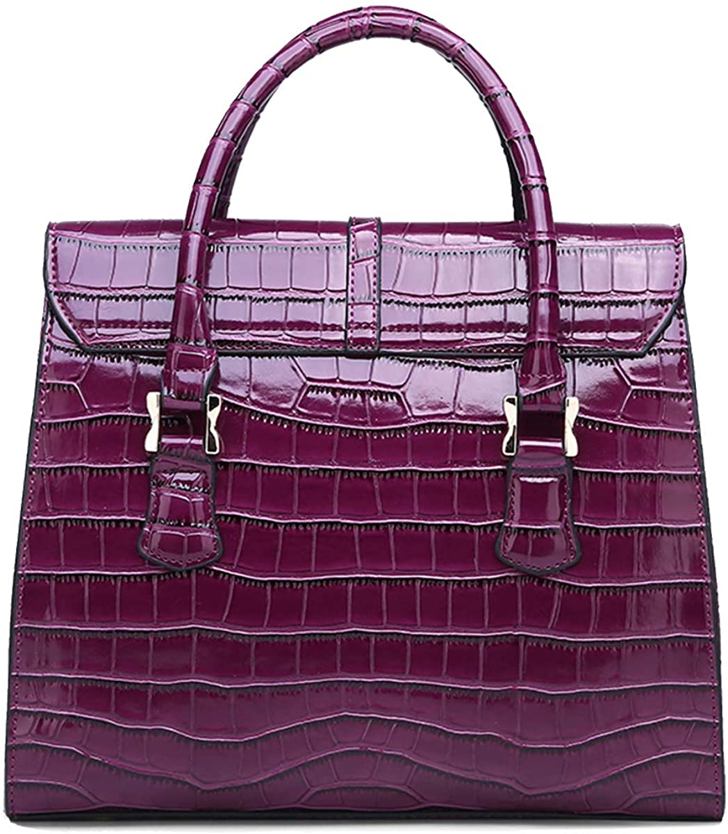 NIYUTA Women's Handbags Fashion casual patent leather Shoulder Top-Handle Bags Purple