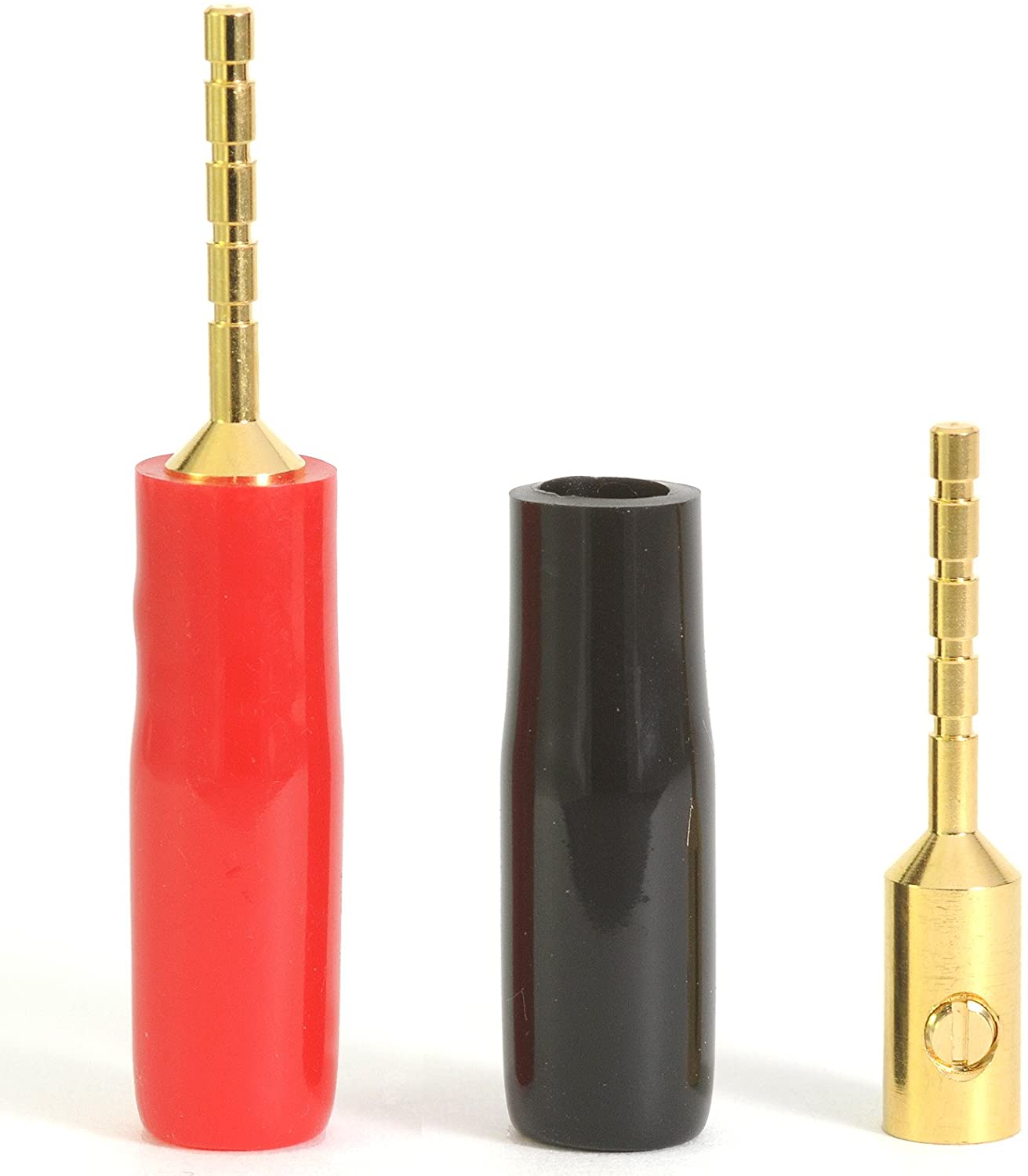 4 Speaker Pin Connectors - Gold Plated 2mm Banana Plugs with Screw Cable Terminal PINCON01, Gold,Red,Black, 2 mm - Image 2