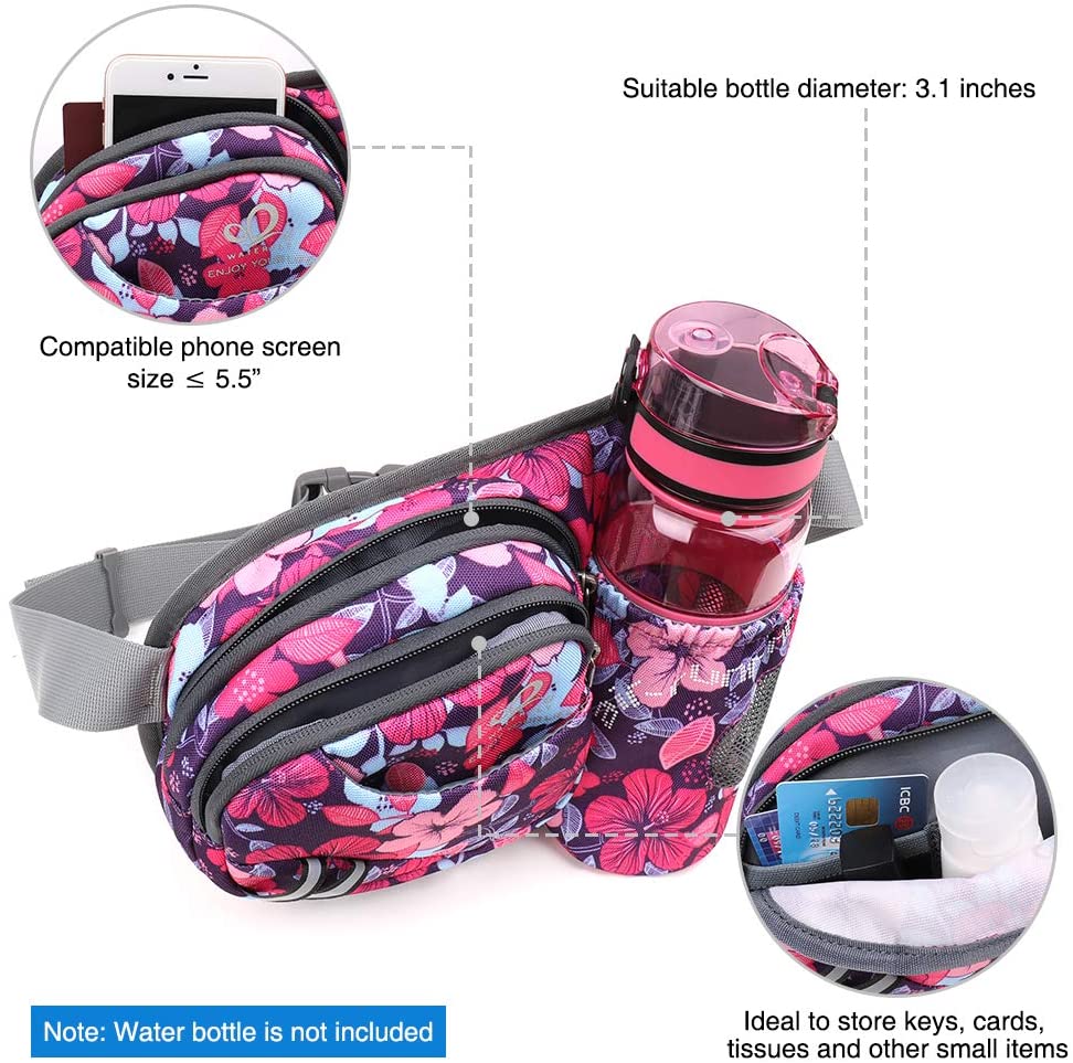 Waterfly Waist Pack Fanny Pack Bum Bag Hip Pack Running Bag Waist Bag Running Belt Sack Water Resistant with Bottle Holder for Hiking Camping Dog Walking - Image 3