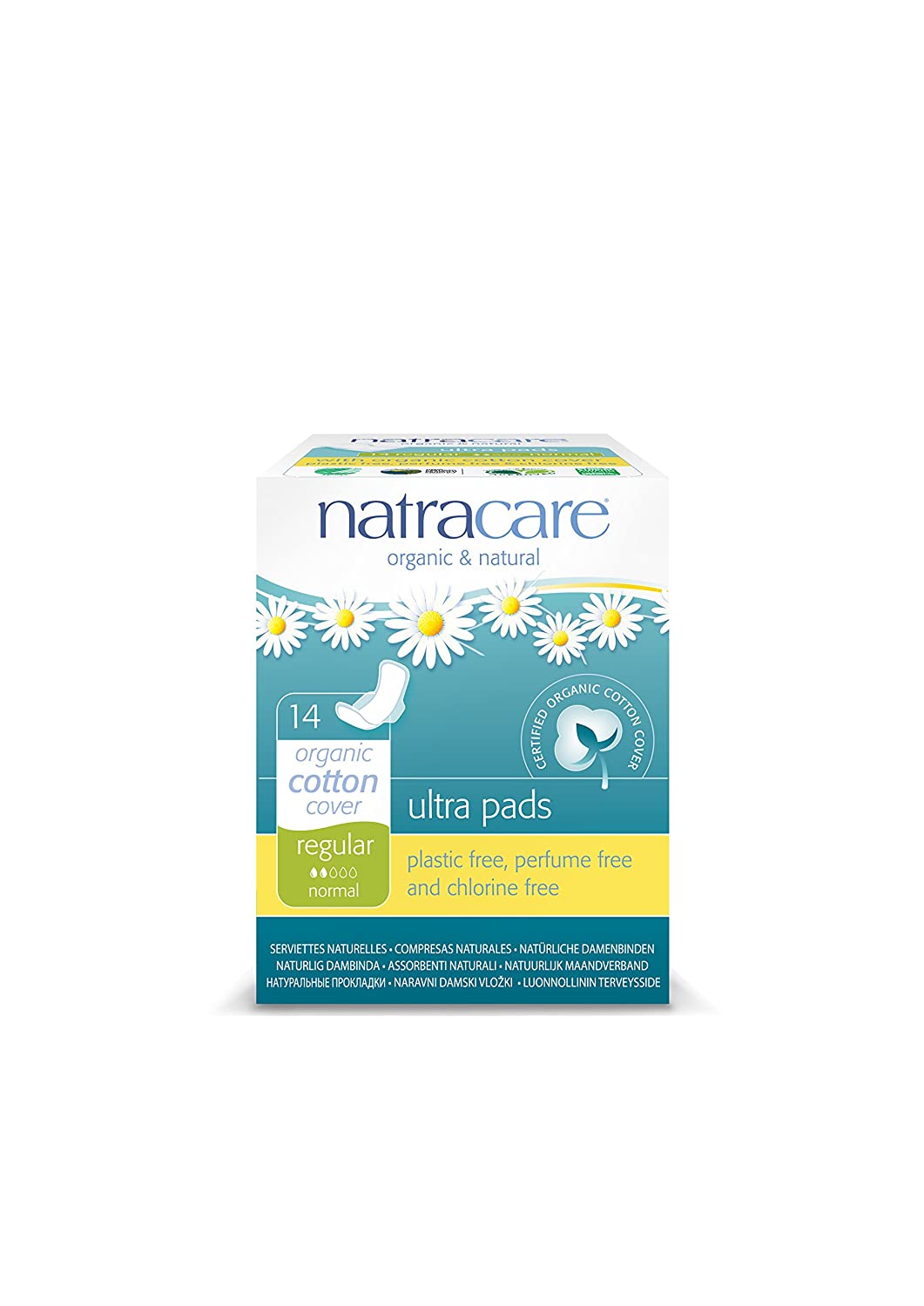Natracare Organic Cotton Ultra Pads 14 Regular Flow, Multicoloured - Image 2