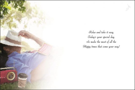 Greeting Card (JJ4221) To Someone Special - Man Relaxing in the Garden - Foil Embossed Finish - Image 2