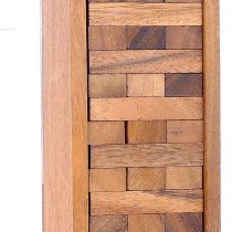 Logica Puzzles Art. Condo - Wooden Tumbling Stacking Tower - Teak Wood with Wooden Box (Medium)