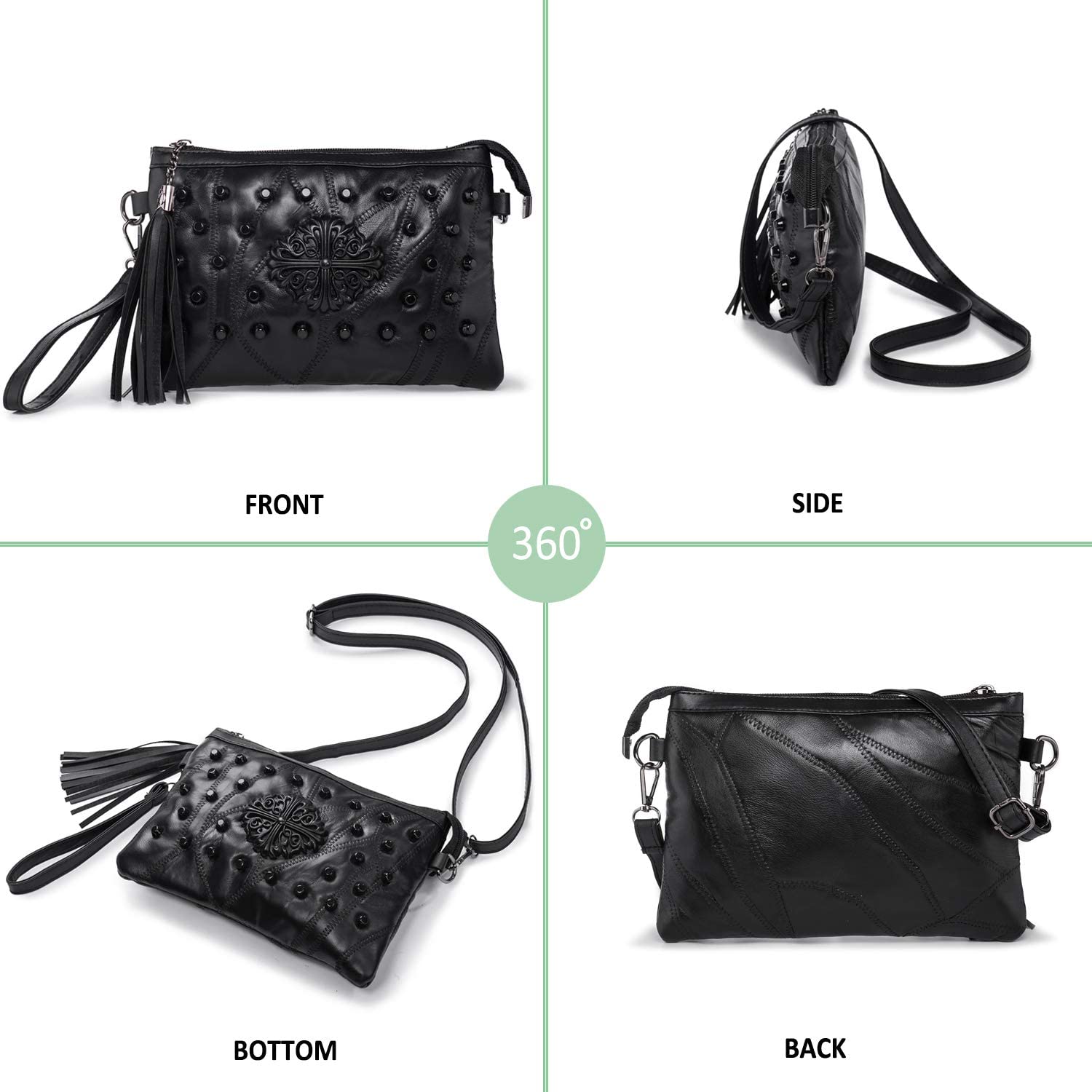 LaRechor Mini Small Handbags Shoulder Bag for Women, Tassel Studded Cross Body Bag - Image 2