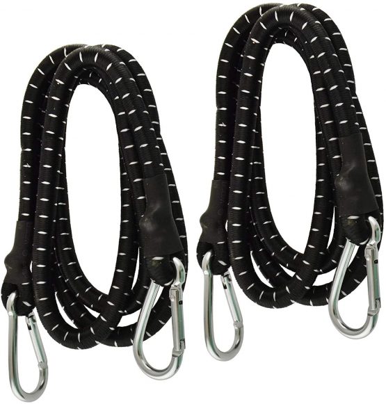 60" Bungee Rope with Carabina Hooks Cords Shock Elastic Clips x 2 TE821