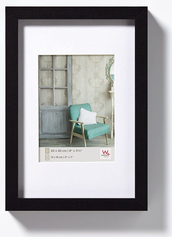 Walther Design Photo Frame, Wood, Black, 6 x 8 inch (15 x 20 cm)