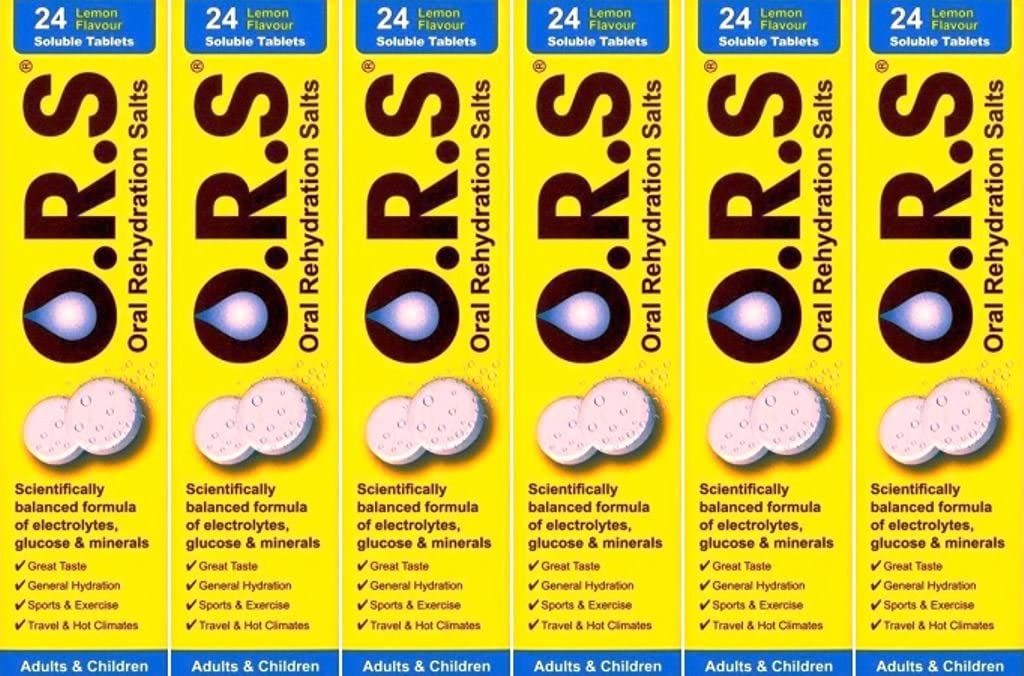 O.R.S Oral Rehydration Salts 24 Lemon Flavour Soluble Tablets x 6 Packs, 24 Count (Pack of 6)