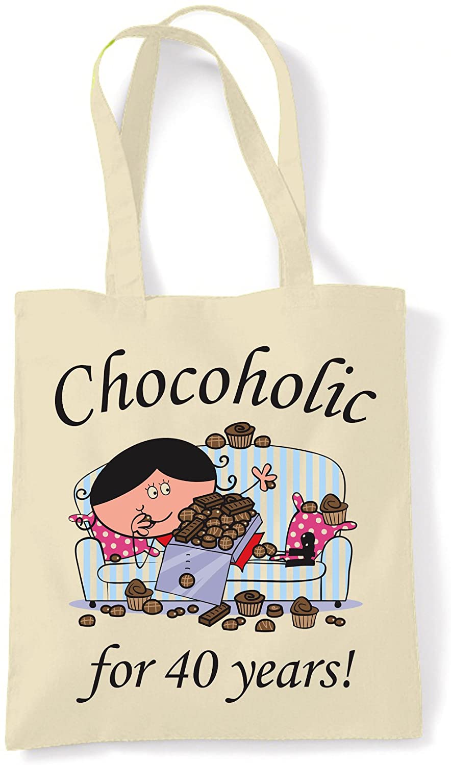 Tribal T-Shirts Chocoholic For 40 Years - 40th Birthday Tote/Shoulder Bag, Natural
