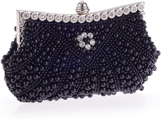 HONGCI Glitter Faux Pearl Beaded Rhinestone Women's Clutch Bag, Ladies Evening Bag Bridal Wedding Bag Handbag Prom Bag Purse - Image 2