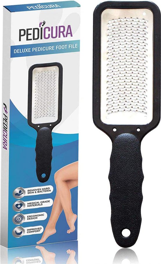 PediCura Foot File – Stainless Steel Pedicure Hard Skin Remover and Callus Removal for Feet – Professional, Medical Grade Foot Rasp