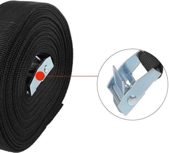 ASelected 5M Lashing Straps - 6 Pack Trailer Tie Down Straps Car Roof Rack Straps with Cam Buckle - Black Heavy Duty Tensioning Belts Ratchet Tension Strap for Fixed Bicycles Cargoes Kayaks Luggage - Image 3
