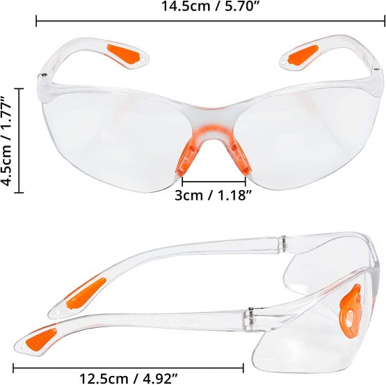Kurtzy 12 Pack of Wrap Around Safety Glasses with Clear Lenses and Rubber Nose and Ear Grips for a Safe Fit - Personal Protective Equipment with Scratch Resistant Eyewear Lenses - PPE Safety Goggles - Image 2
