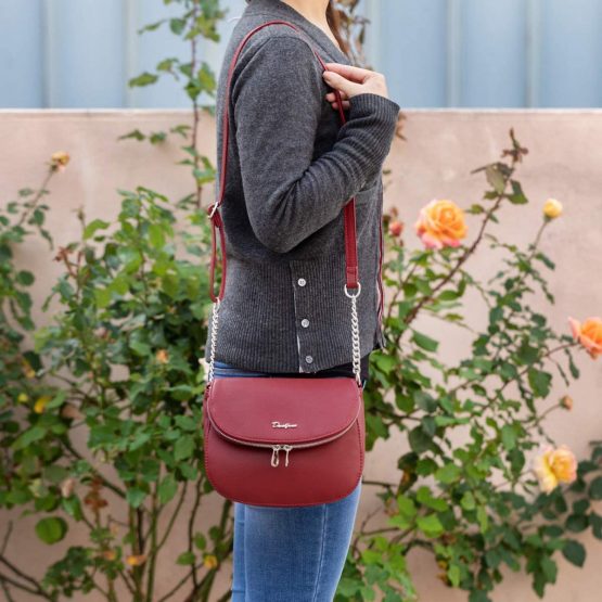 David Jones - Women's Small Crossbody Bag - Ladies Chain Shoulder Bag PU Leather - Zipper Flap Messenger Bag Multiple Pocket - City Casual Saddle Handbag - Work Travel Phone Clutch Purse - Image 3