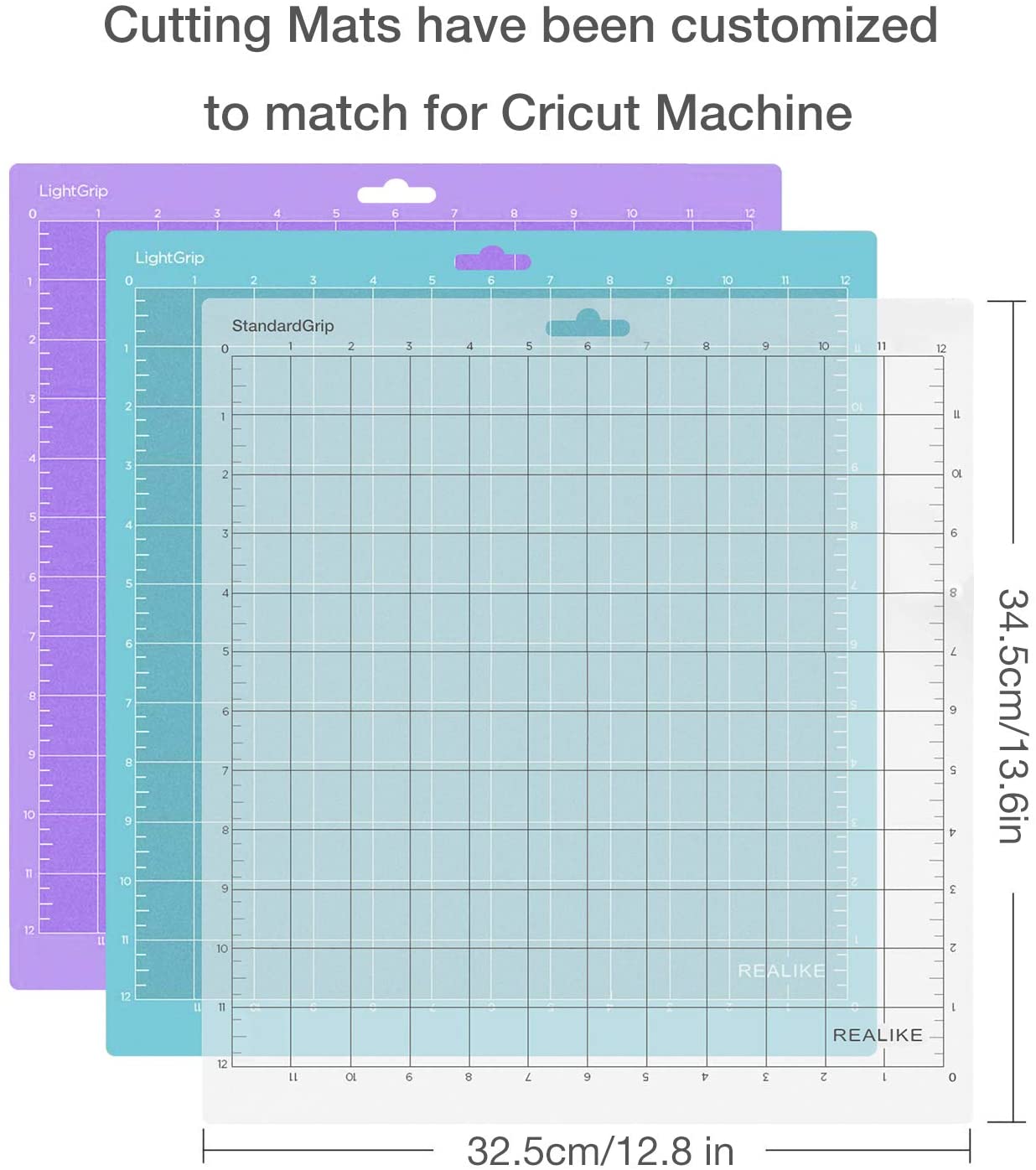 REALIKE Variety Cutting Mat for Cricut Explore Machine,Cricut Expression Machine Maker 30.48cmX30.48cm 12x12 inch Adhesive Sticky Cutting Mats 3Pack Replacement Vinyl Cutting mat for Craft Sewing - Image 2