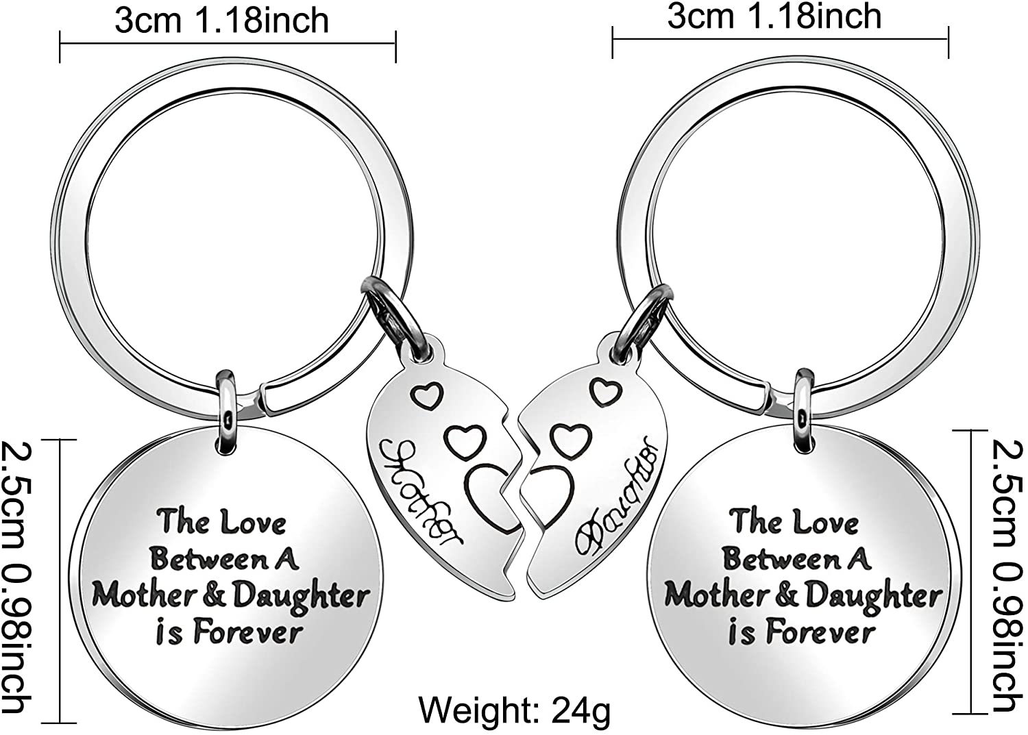 Mum Gifts Daughter Gifts, Mother Daughter Keyrings Gifts Christmas Birthday Thanksgiving Mother's Day Gifts - Image 2