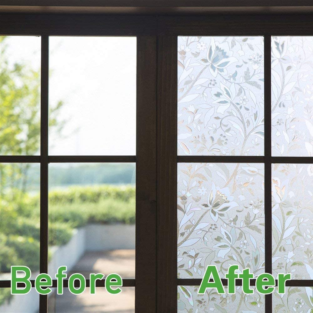 Zindoo Window Film Privacy Self Adhesive Stain Glass Film Window Cling No-Glue Static Decorative Window Covering Frosted Window Film 44.5 x 200CM - Image 3