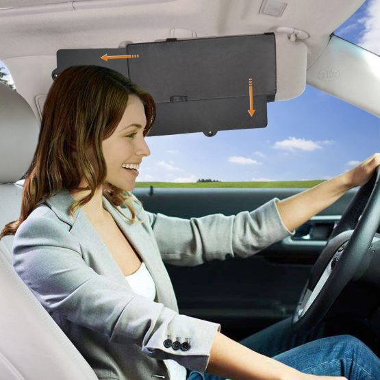 WANPOOL Car Visor Sunshade, Car Visor Anti-glare Sunshade Extender for Front Seat Driver and Passenger - 2 Pieces (Black) - Image 3