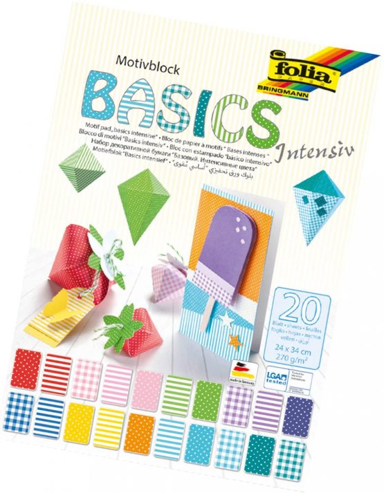 Folia 48249 Basics Motif Block Intensive, 20 Sheets, 24 x 34 cm