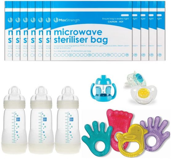 Microwave Steriliser Bags Premium 10pc Pack by Max Strength, Large & Durable Steam Bags for Baby Bottles, Soothers, Teethers & Training Cups, 20 Uses Per Bag, Marking System, Chemical Free & Safe Zone - Image 3