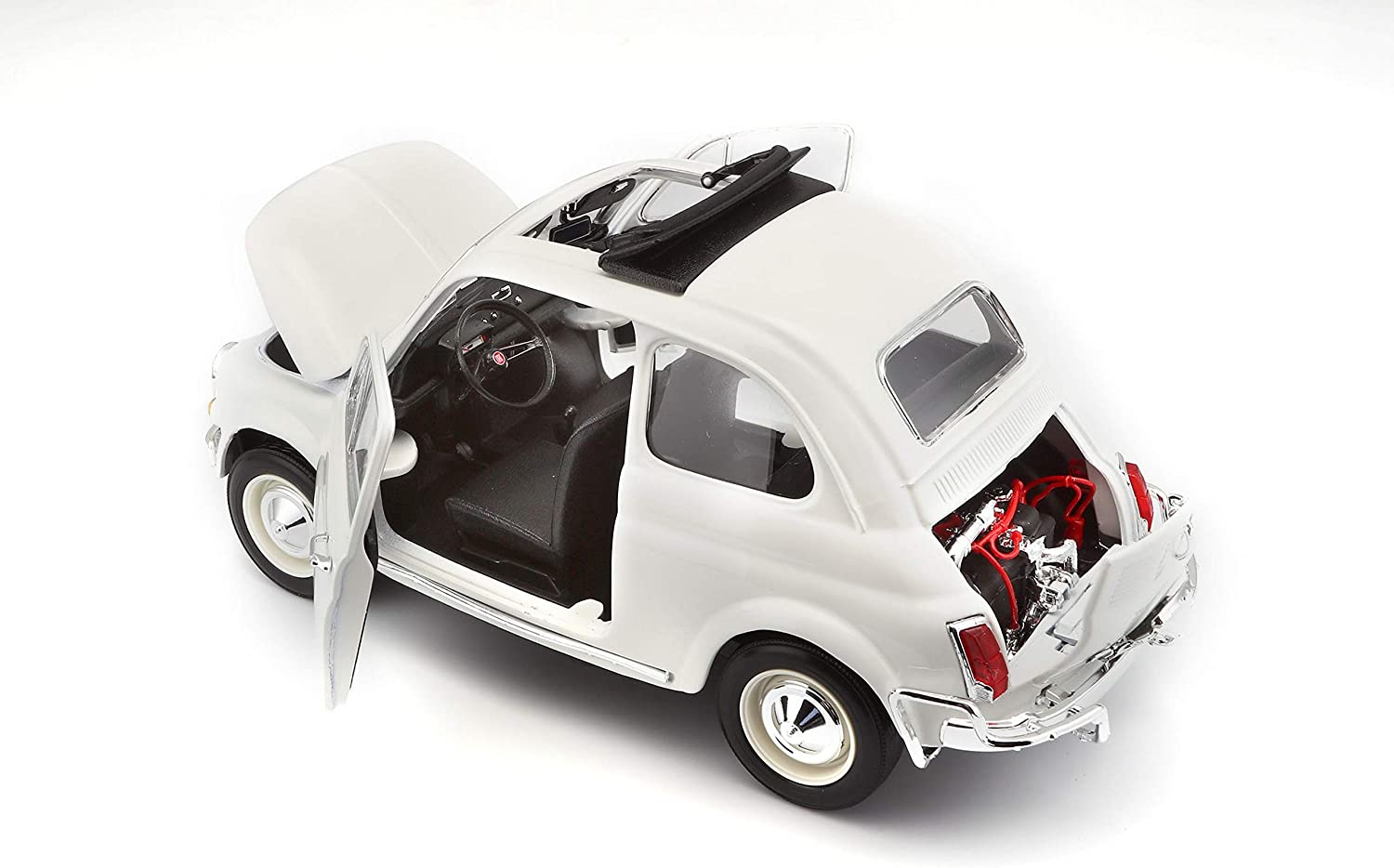 Bburago Fiat 500L 1968, Realistic Vintage Car Model in 1:18 Scale, Diecast Replica with Opening Parts, 2 Random Colours - Image 2