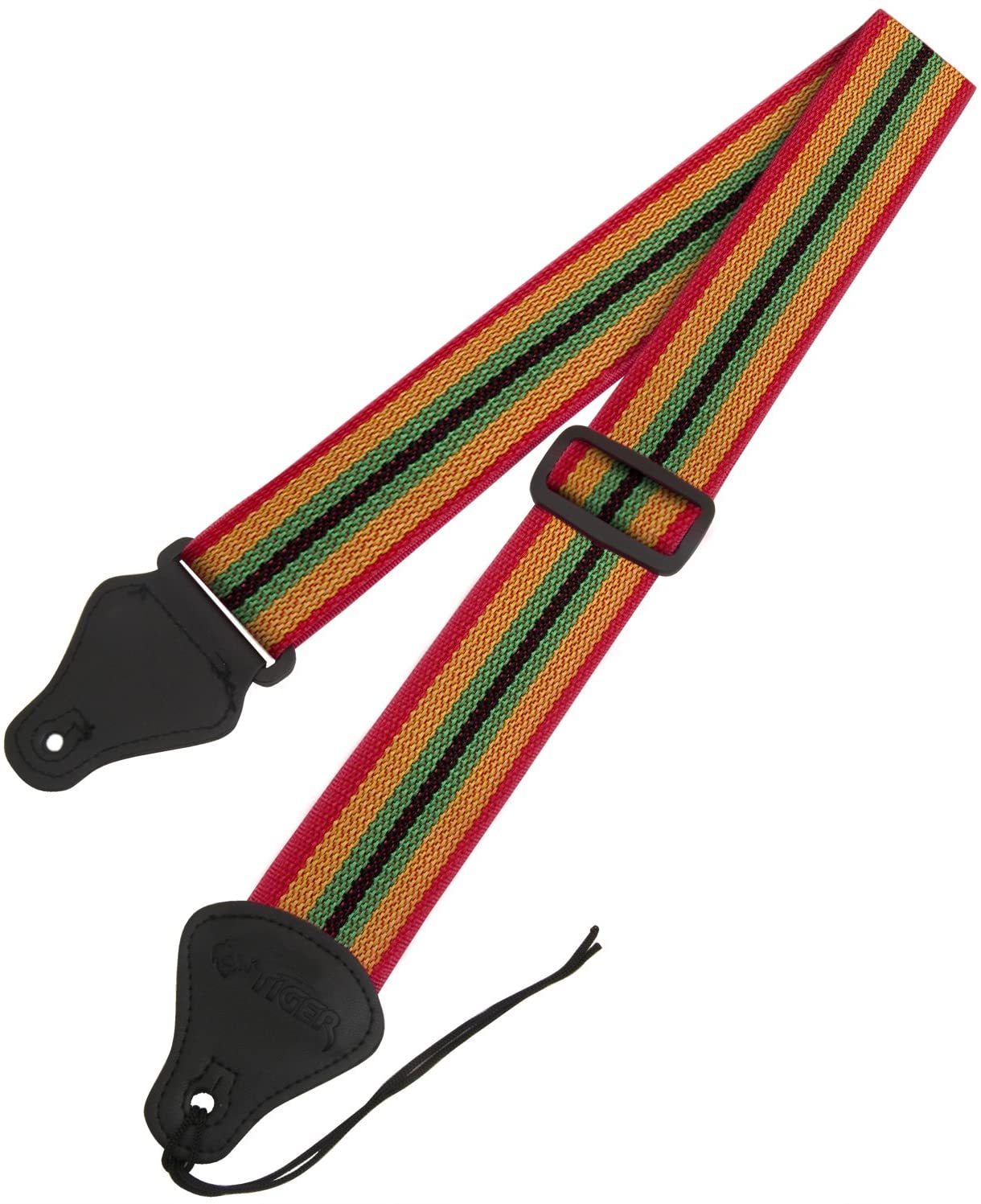 Tiger STPK2-RB Nylon Guitar Strap with 3 Pick holders - Pack of 12 Picks Included - Reggae Design, Colourful, 92 x 5 x 0.2 cm - Image 4