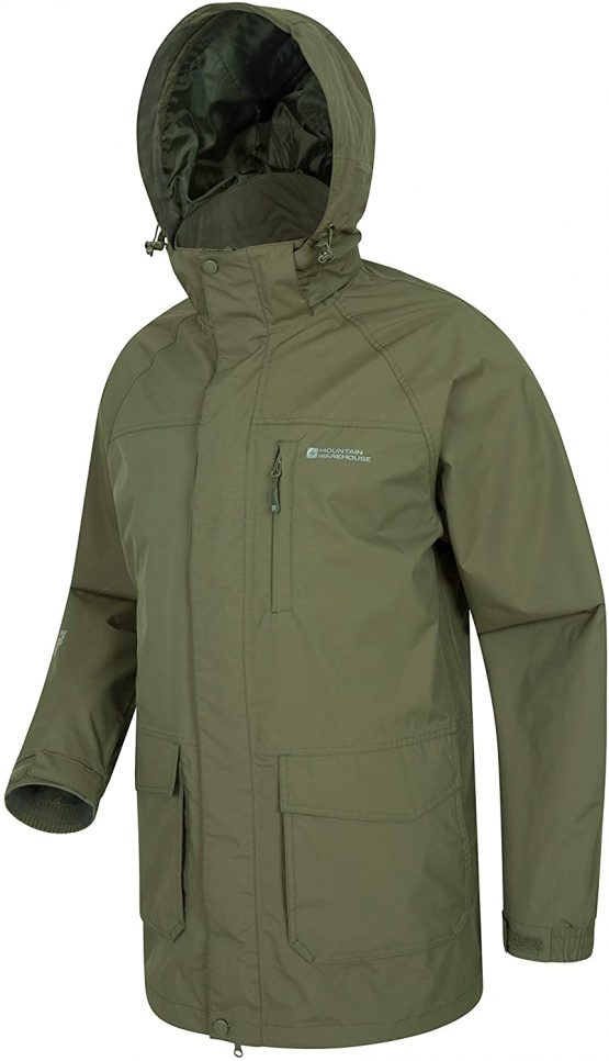 Mountain Warehouse Glacier II Long Mens Waterproof Jacket - Taped Seams Rain Coat, Breathable Jacket, Detachable Hood, Quick Drying Coat -for Travelling Khaki S - Image 3