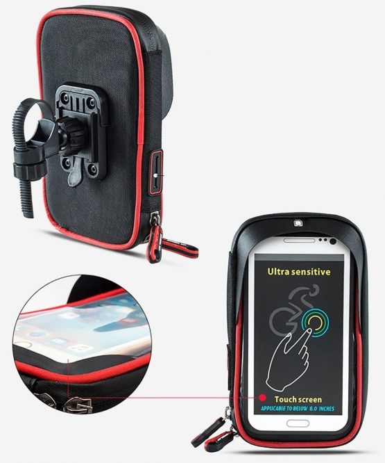 XPhonew Bike Handlebar Bag, Universal Waterproof Bicycle Cell Phone Pouch Motorcycle Handlebar Bag Cycling Phone Mount Holder Cradle with 360 Rotate for iPhone 12 11 Pro Max XS Smartphone up to 6.5'' - Image 2