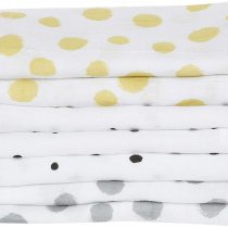 Baby Washcloths Made of Cotton Muslin, Baby Wash Cloths – (7 Pieces) 30 x 30 cm, Oeko-Tex Standard 100 (Spots Yellow)