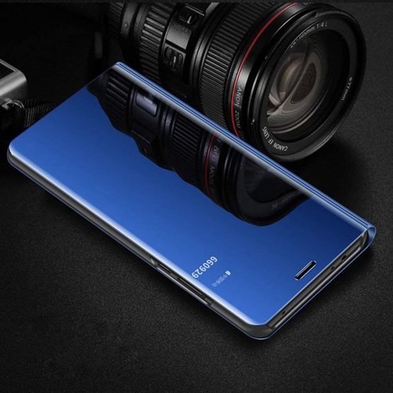 HMTECH for iPhone 11 Case,Mirror Makeup PU Leather Case For iPhone 11 Luxury Slim View Stand Cover Bright Clear Flip Kickstand Shockproof Protective Bumper Case for iPhone 11 Mirror PU Blue - Image 3